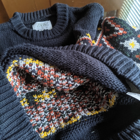 Zara Navy Icelandic style sweater US S - Picture 8 of 12